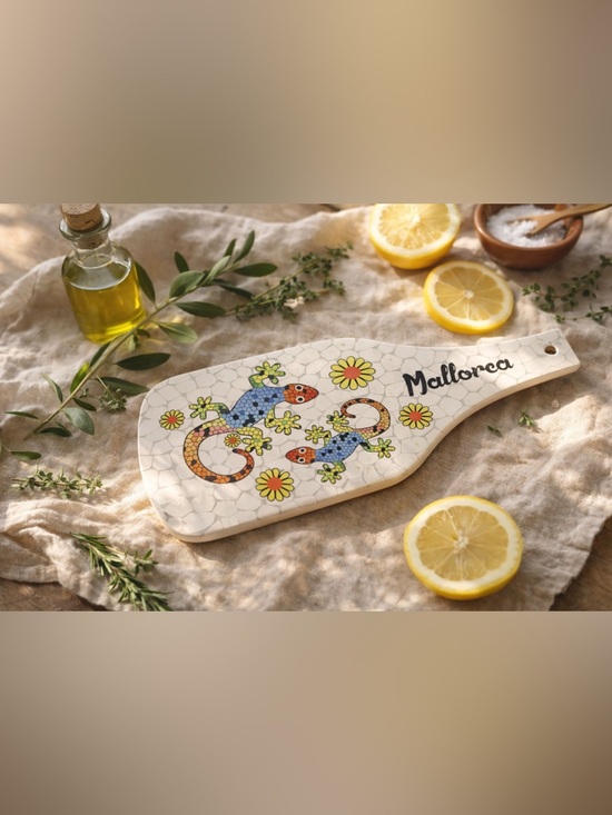 Other - 🦎 Mallorca Mosaic Gecko Ceramic Board • Vintage Spanish Wall Art • Cheese Board
